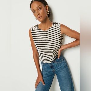 Nation LTD Black and White Striped Bettina Tank Top